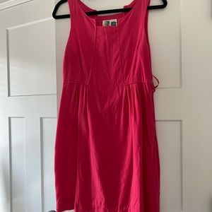 Anthropologie Linen Hot Pink Dress
